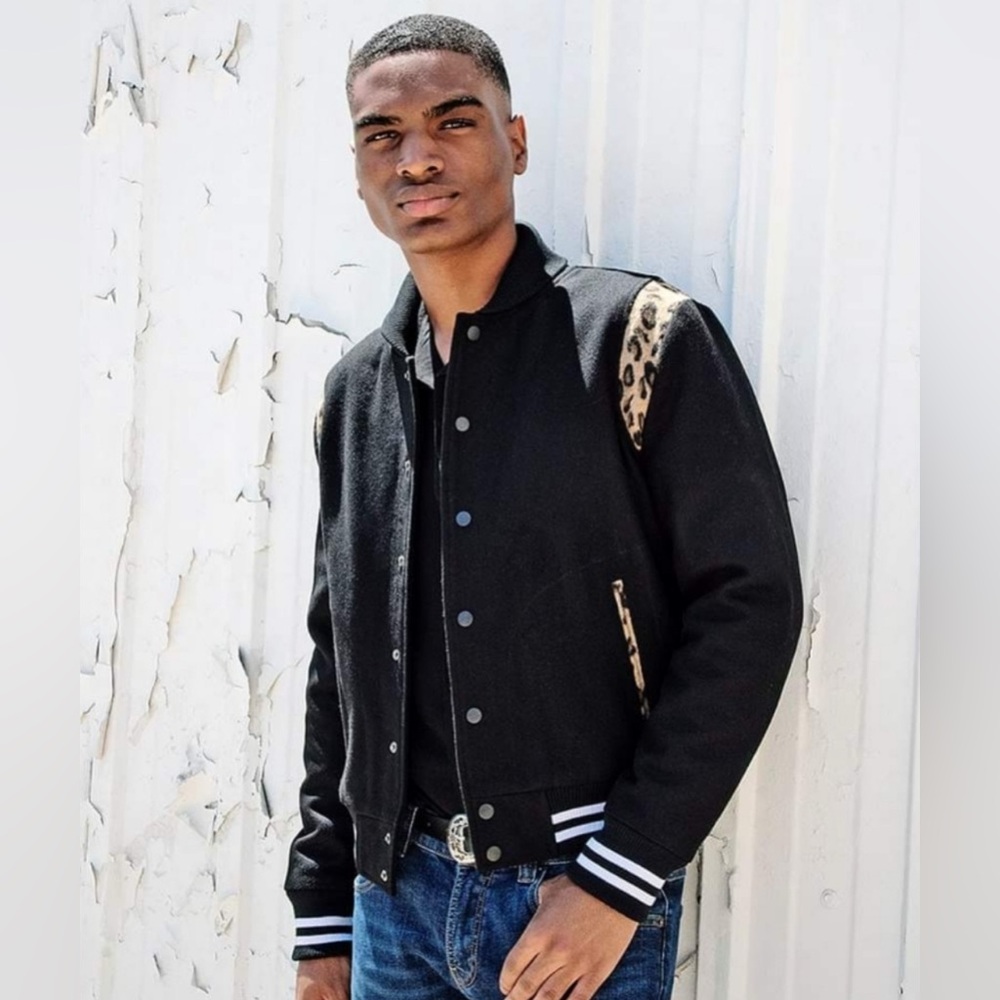 straight to hell- Jet varsity jacket with leopard detailing - Picture 5 of 5